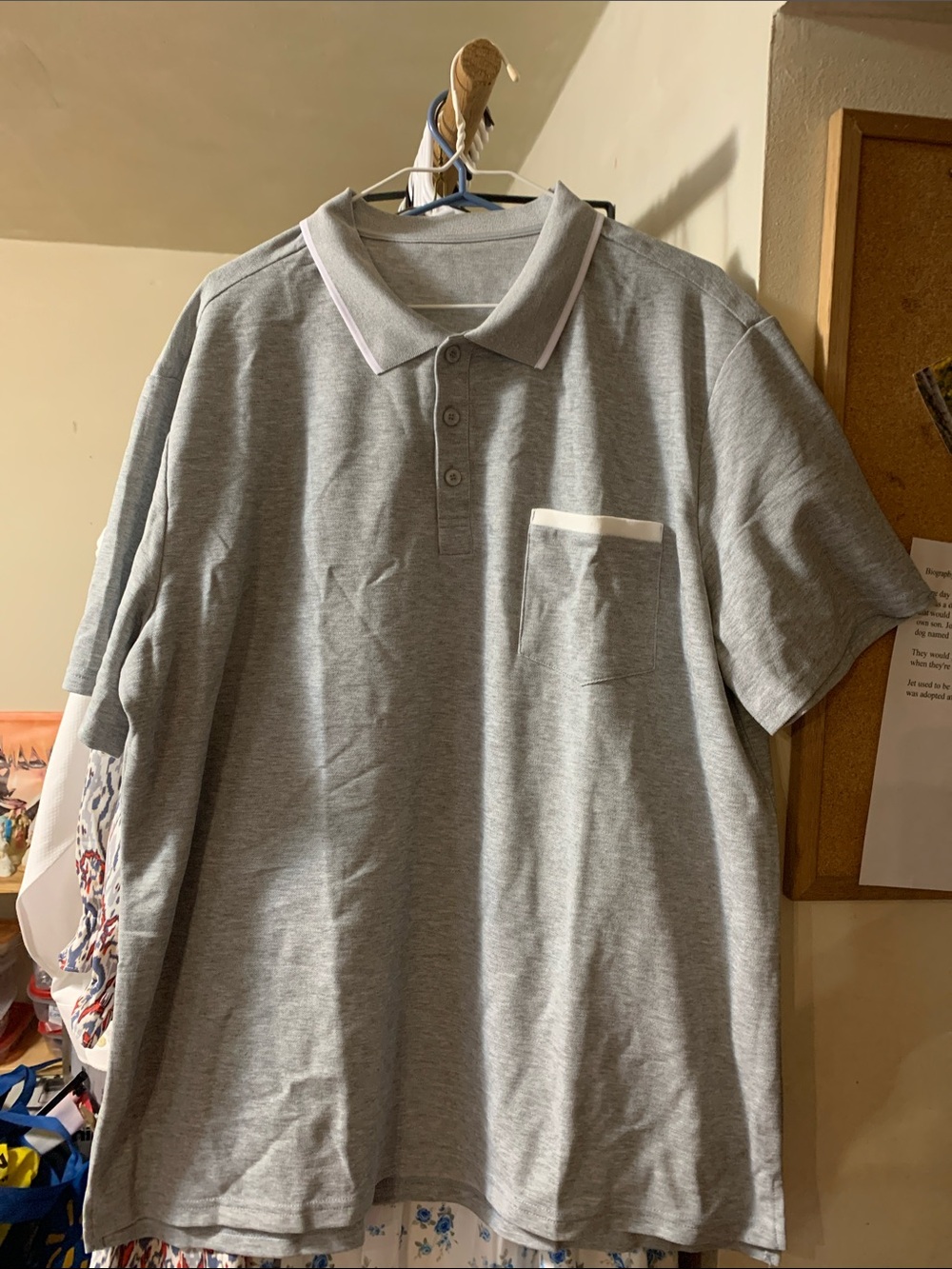 NWOT Men's Grey Polo Shirt with Pocket. XXL